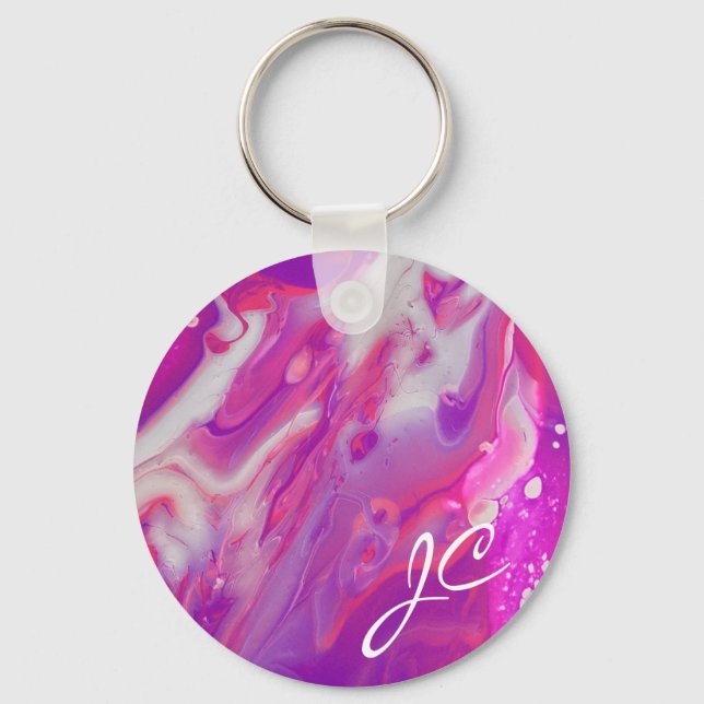 Abstract Acrylic Pour Key Ring (Front)