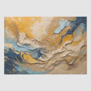 Abstract Acrylic Texture In Blue, Orange And Beige Tissue Paper
