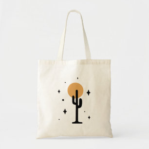 Abstract Aesthetic Boho Style Cactus with Sun Tote Bag