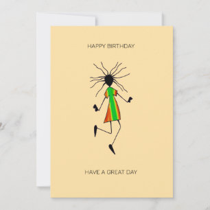 Abstract African Art, Awesome Happy Dance Birthday Card