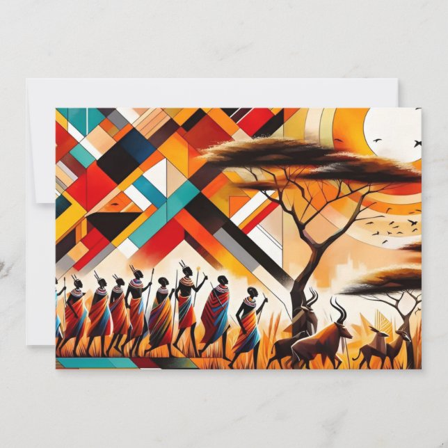 Abstract African Art Masai Geometric Invitation (Front)