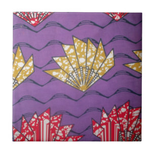 Abstract African Art: Purple Passion Waves Ceramic Tile