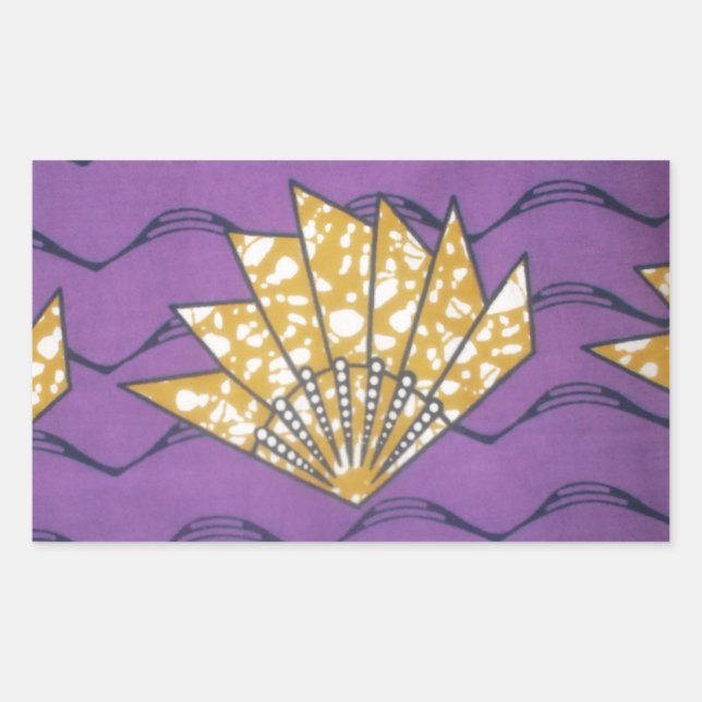 Abstract African Art: Purple Passion Waves Rectangular Sticker (Front)