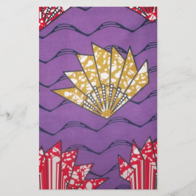 Abstract African Art: Purple Passion Waves Stationery (Front)