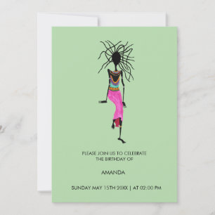Abstract African Art, Warrior Woman Birthday Invitation