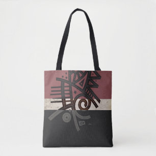 Abstract African Design Tote - with Red Stripe Bag