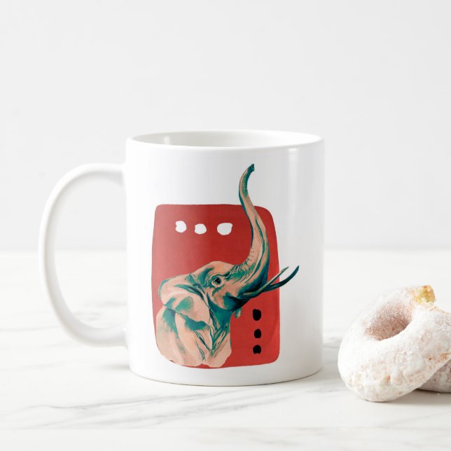 Abstract African Elephant Coffee Mug (With Donut)