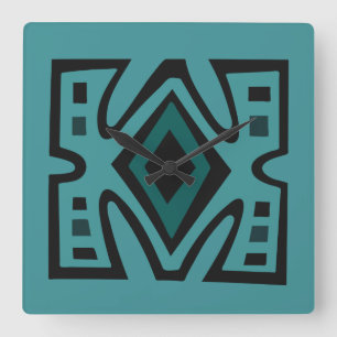 Abstract African geometric tribal pattern Square Wall Clock