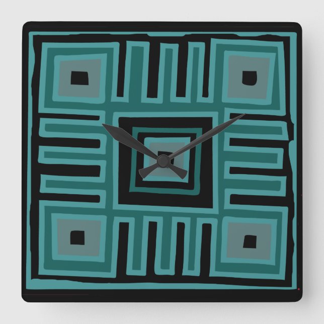 Abstract African geometric tribal pattern Square Wall Clock (Front)