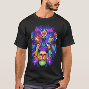 Abstract African Lion Head Colorful Rainbow T-Shirt