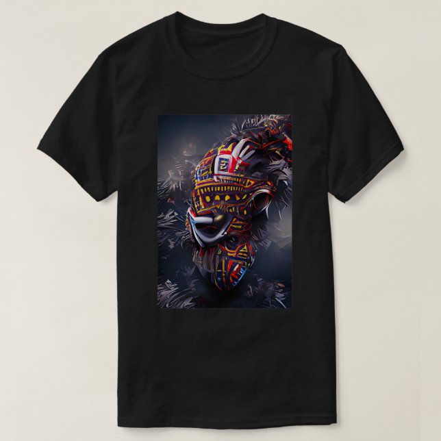 Abstract African Mask AI Art Generated T-Shirt (Design Front)