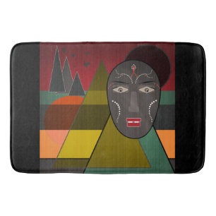 Abstract african mask in retro vintage colours bath mat