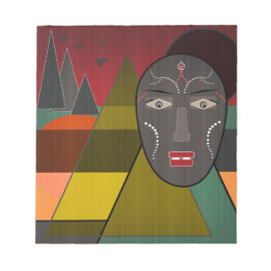 Abstract african mask in retro vintage colours notepad