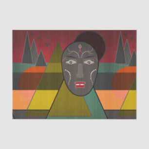 Abstract african mask in retro vintage colours tissue paper