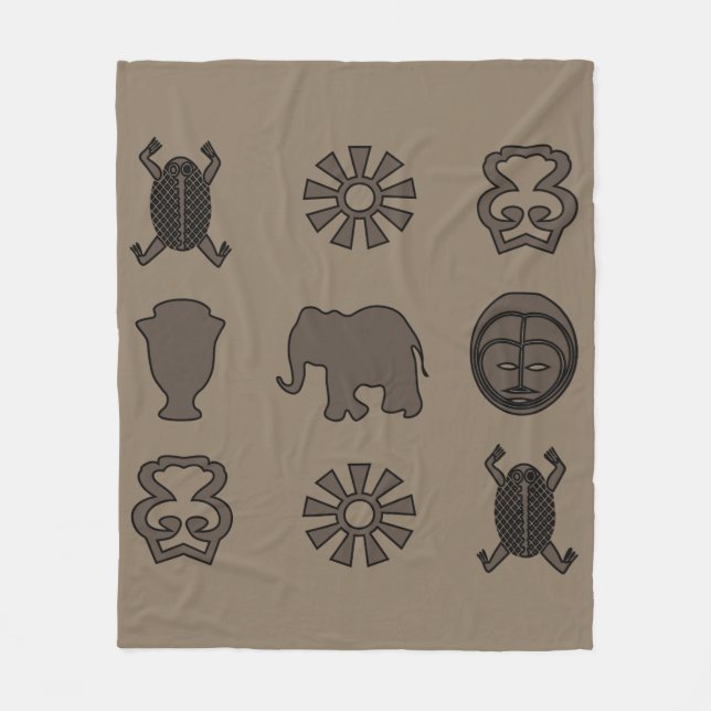 Abstract African ornaments and animals art Fleece Blanket (Front)