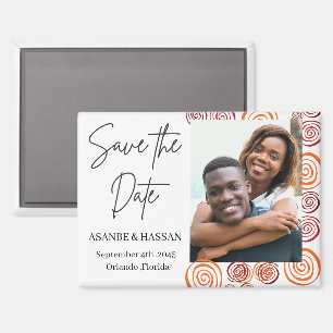 Abstract African Shape Photo Wedding Save the Date Magnet