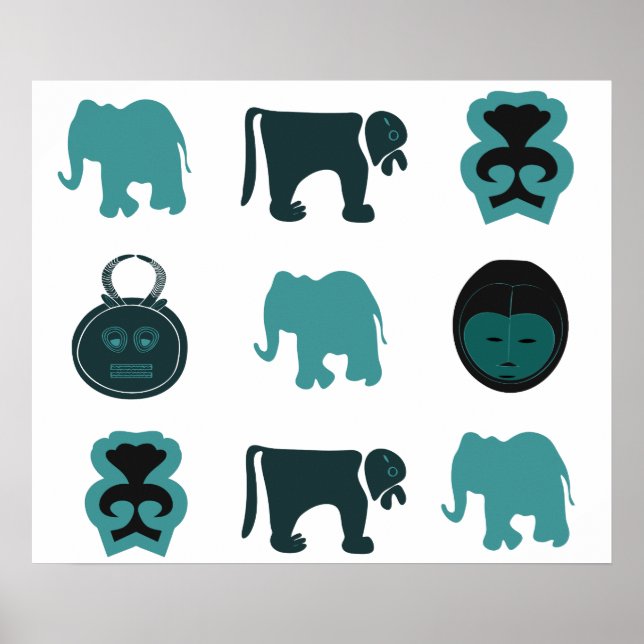 Abstract African symbol and animals art Poster (Front)