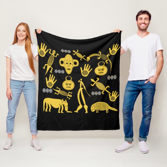 Abstract African symbol and motifs art Fleece Blanket (In Situ)
