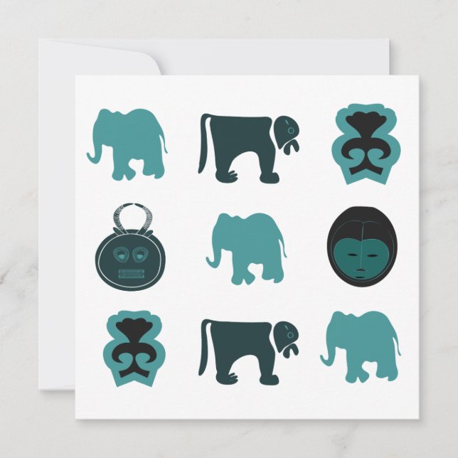 Abstract African symbols and animals art (Front)