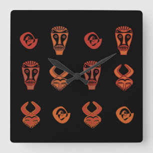 Abstract african tribal art square wall clock