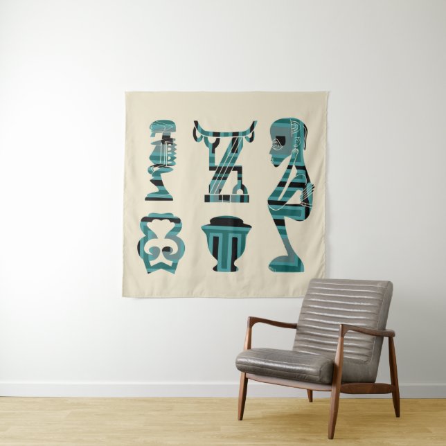 Abstract african tribal art tapestry (In Situ)