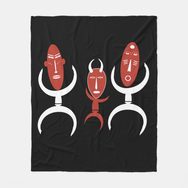 Abstract African tribal dancing people Fleece Blanket (Front)