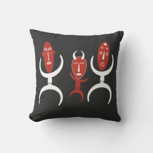 Abstract african tribal dancing portrait cushion