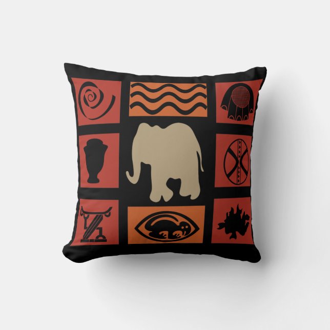 Abstract African tribal elephant art Cushion (Front)