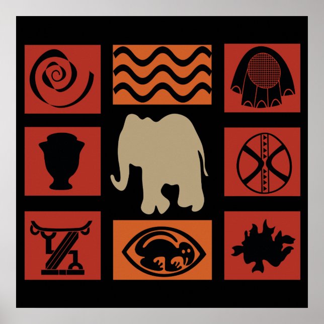 Abstract African tribal elephant art Poster (Front)