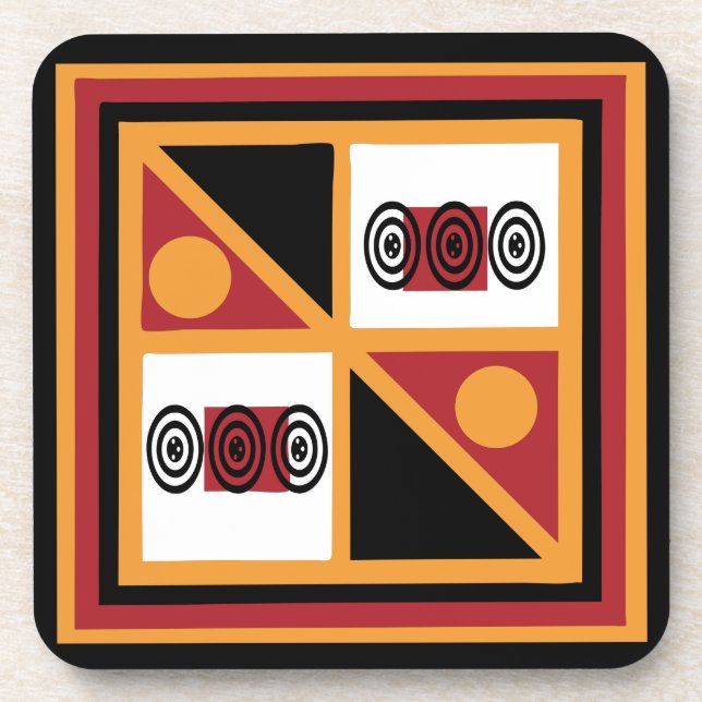 Abstract African tribal geometric pattern Coaster (Front)