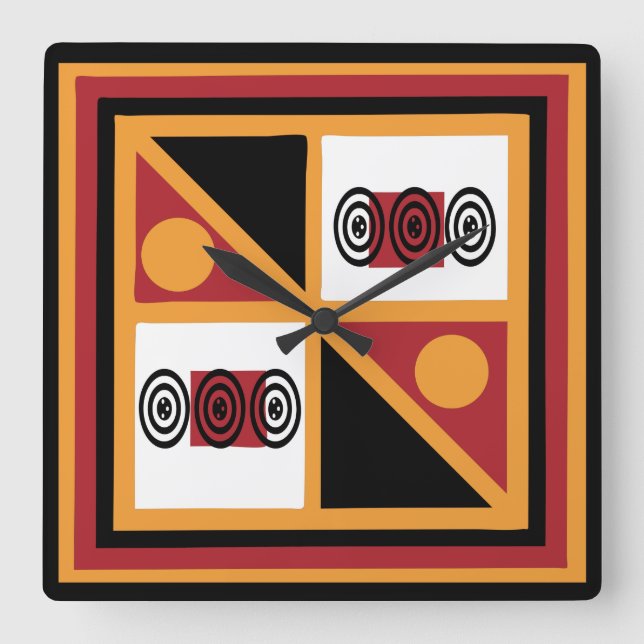 Abstract African tribal geometric pattern Square Wall Clock (Front)