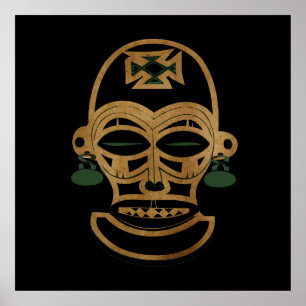 Abstract African tribal mask drawing Poster