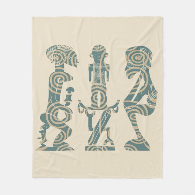 Abstract African tribal portrait Fleece Blanket (Front)