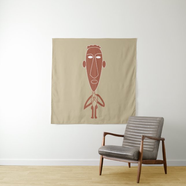Abstract African tribal portrait Tapestry (In Situ)