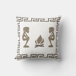 Abstract African tribal ritual scene art Cushion