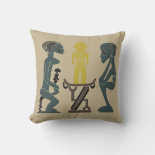Abstract African tribal ritual scene art Cushion