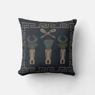 Abstract African tribal ritual scene art Cushion