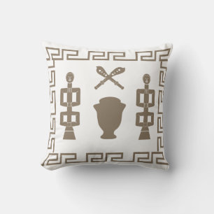 Abstract African tribal ritual scene art Cushion