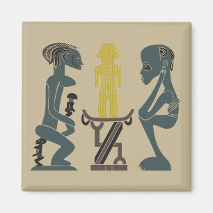 Abstract African tribal ritual scene art Magnet