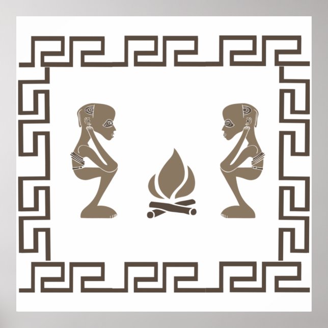 Abstract African tribal ritual scene art Poster (Front)