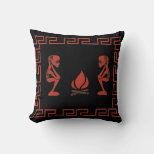 Abstract African tribal ritual scene Cushion