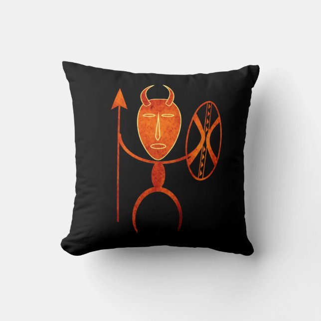 Abstract African tribal warrior art Cushion (Front)