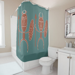Abstract African tribal warrior art Shower Curtain