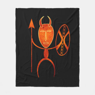 Abstract African tribal warrior portrait Fleece Blanket