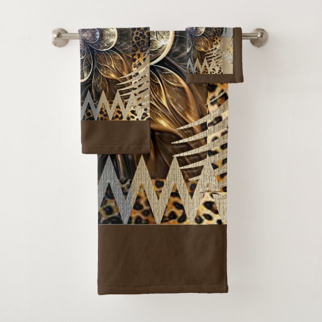 Abstract African Wild Flower Bath Towel Set (Insitu)