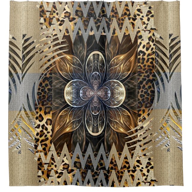 Abstract African Wild Flower Shower Curtain (Front)