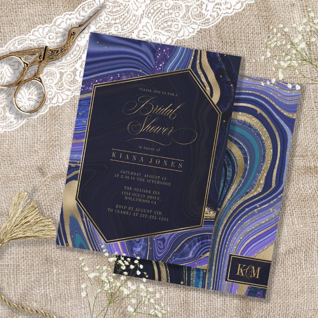 Abstract Agate Bridal Shower Midnight ID827 (Front/Back In Situ)