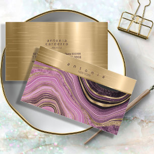 Abstract Agate Monogram Mauve ID827  Business Card