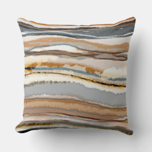 Abstract Agate Pattern Grey Brown Cream Cushion