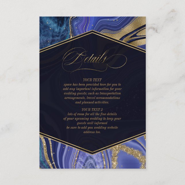 Abstract Agate Wedding Details Midnight ID827 Enclosure Card (Front)